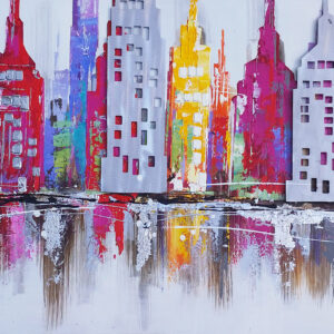 Color City Olieverfschilderij Op Linnen 60x150 cm