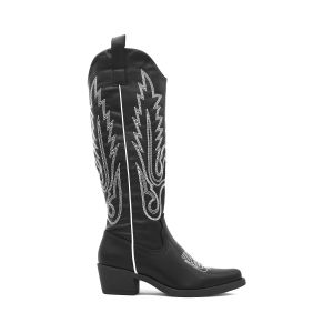 Western Boots, Zwart/Wit