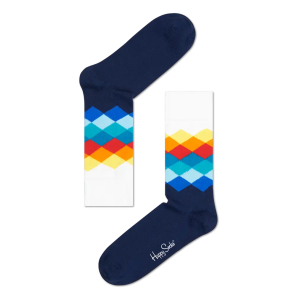 Happy Socks Faded Diamond Sokken - Donkerblauw/Multi