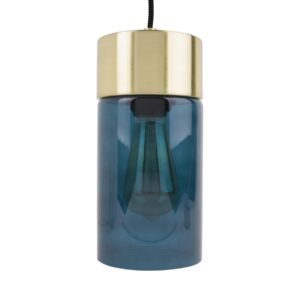 Hanglamp Lax Glas, Blauw, Gold Plated