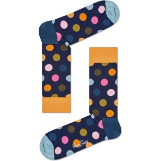 Happy Socks Big Dot Sokken, Donker Blauw/Oranje