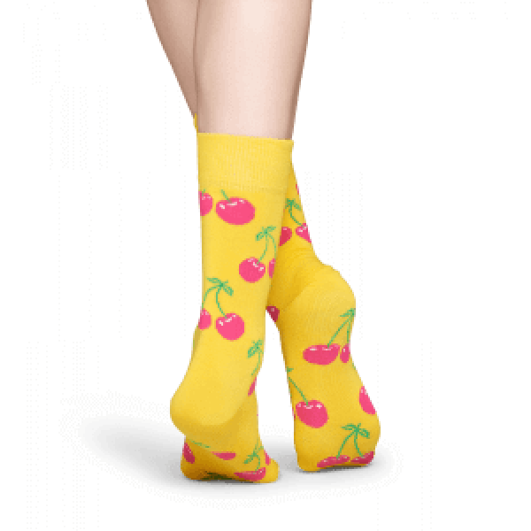 Happy Socks Cherry Sokken, Geel