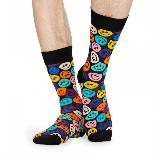 Happy Socks Twisted Smile Sokken, Zwart/Multi