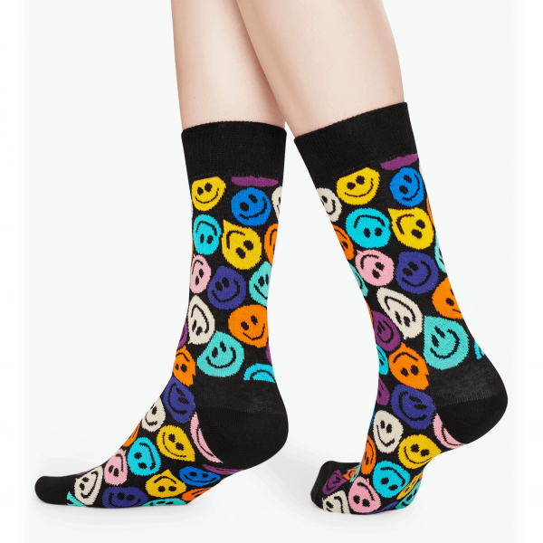 Happy Socks Twisted Smile Sokken, Zwart/Multi