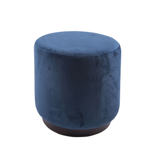 Leitmotiv Poef Met Houten Rand, Blauw