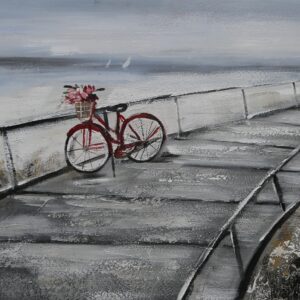 Road Bicycle Olieverfschilderij Op Linnen 60x150 cm