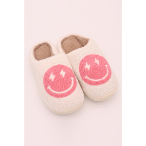 Smiley Lightning Bolt Eyes Slippers/Pantoffels (Wit/Roze)