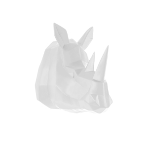 Wandhanger Origami Rhino Polyresin, Wit
