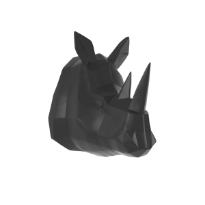 Wandhanger Origami Rhino Polyresin, Zwart