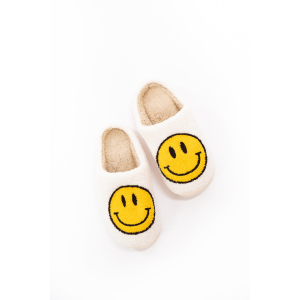 Smiley Slippers/Pantoffels (Wit/Geel)