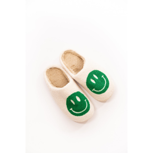 Smiley Slippers/Pantoffels (Wit/Groen)