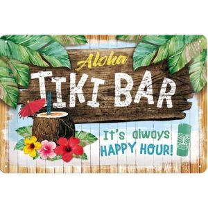 Aloha Tiki Bar Happy Hour - Metalen Wandplaat