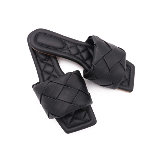 Gevlochten Slippers, Zwart