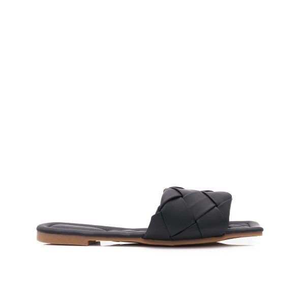 Gevlochten Slippers, Zwart