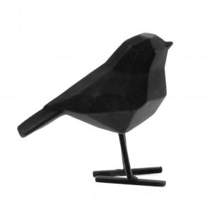 Beeld Vogel flocked - Zwart small