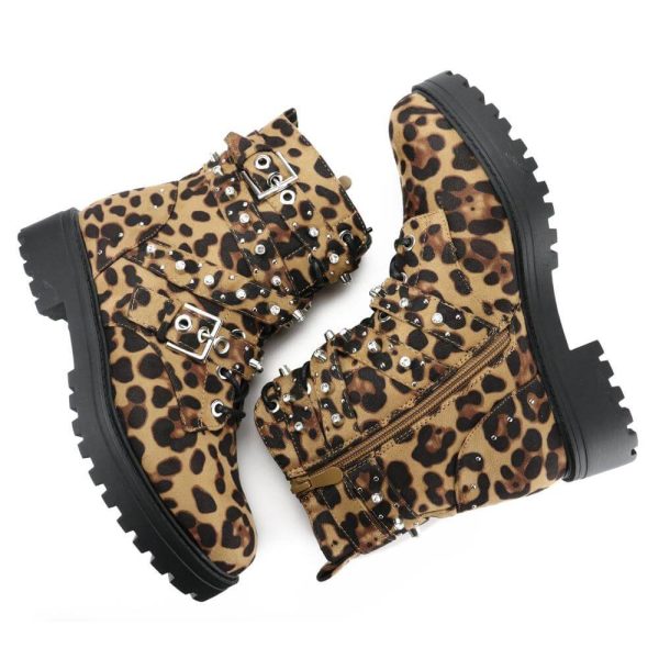 Biker Boots Met Studs En Panterprint