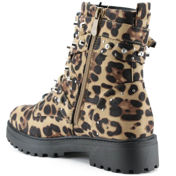 Biker Boots Met Studs En Panterprint