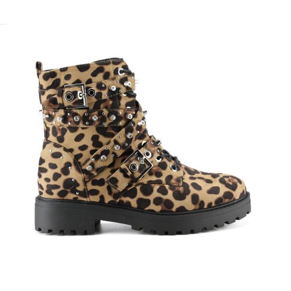 Biker Boots Met Studs En Panterprint