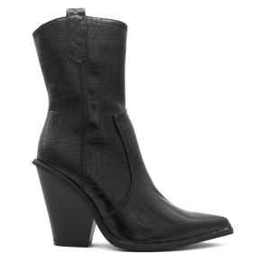 Classic Western Boots Met Croco Print, Zwart