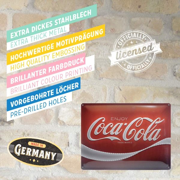 Coca-Cola Logo Red Lights - Metalen Wandplaat