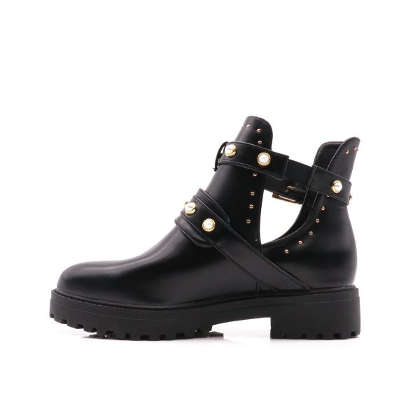Cut Out Pearl Boots, Zwart/Goud