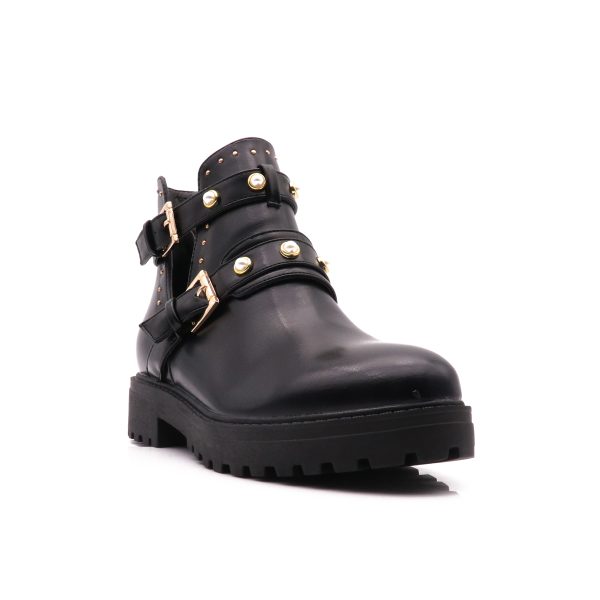 Cut Out Pearl Boots, Zwart/Goud