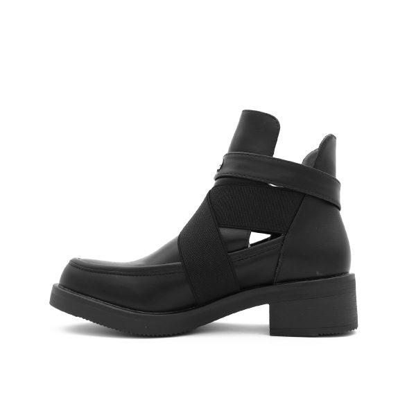 Elastic Cut Out Boots, Zwart