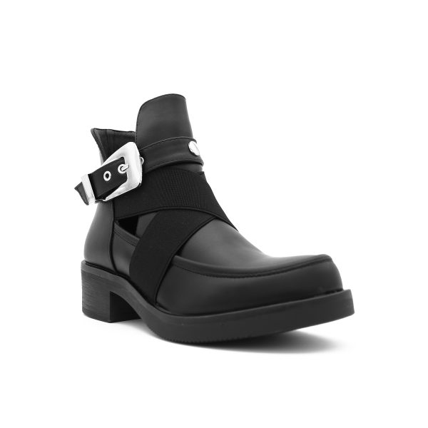 Elastic Cut Out Boots, Zwart