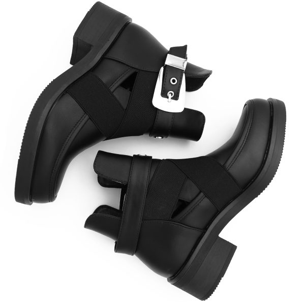 Elastic Cut Out Boots, Zwart