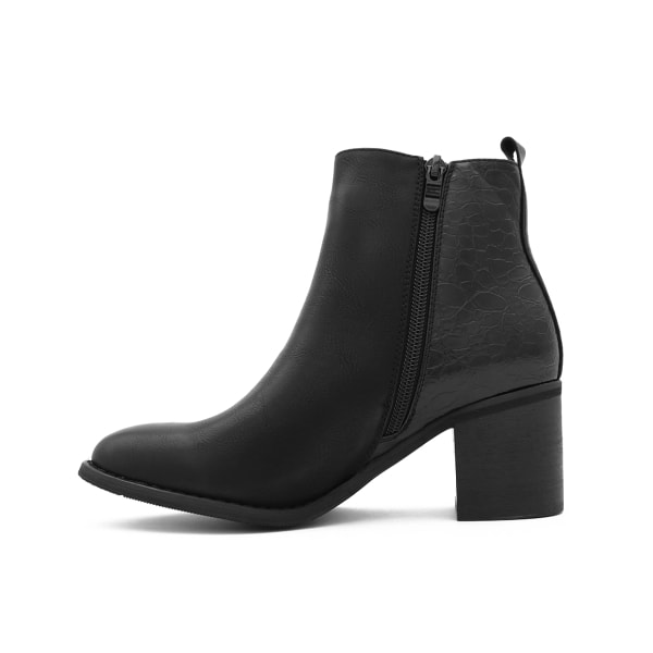 Enkellaarsjes Met Croco Print & Sierrits, Zwart