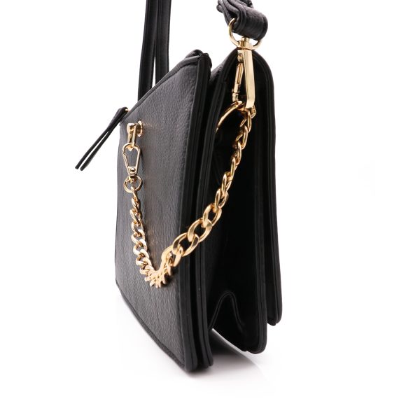 Dames Schoudertas Met Gouden Ketting, Zwart