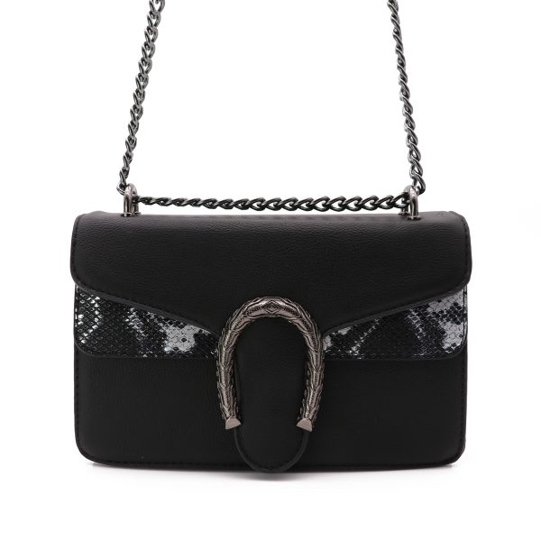 Diciotto Dames Schoudertas Met Snake Print, Zwart