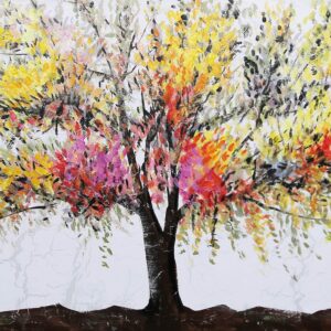 Boom In Bloei Olieverfschilderij Op Linnen 60×150 cm