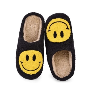 Smiley Slippers/Pantoffels (Zwart/Geel)