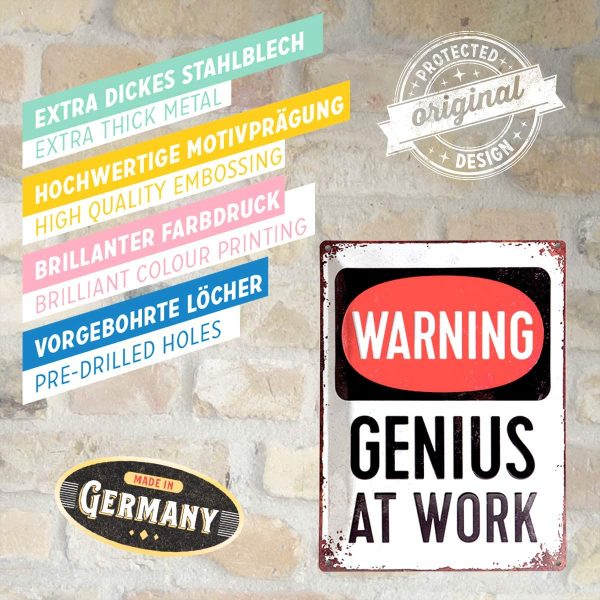 Genius At Work - Metalen Wandplaat