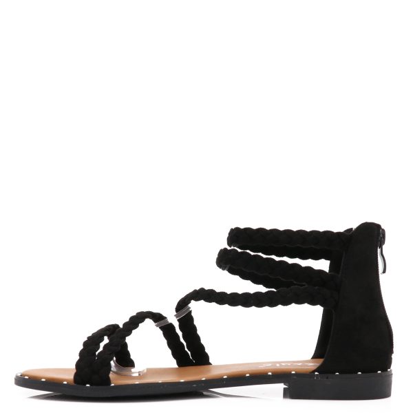 Gevlochten Sandalen, Zwart