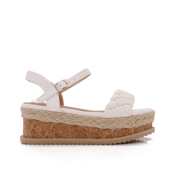 Gevlochten Sandalen Met Dikke Plateauzool, Wit