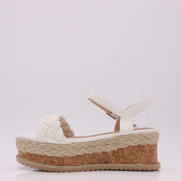 Gevlochten Sandalen Met Dikke Plateauzool, Wit