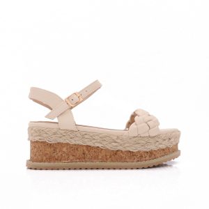 Gevlochten Sandalen Met Dikke Plateauzool, Beige