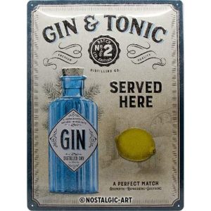 Gin & Tonic Served Here - Metalen Wandplaat