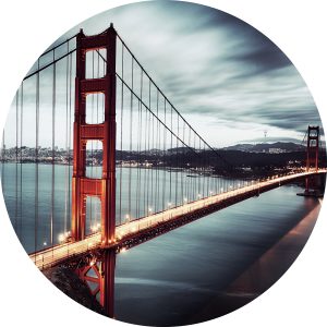 Glasschilderij Golden Gate Bridge - rond 100cm
