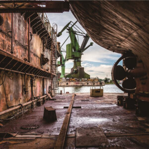 Glasschilderij Scheepswerf Glasschilderij Scheepswerf