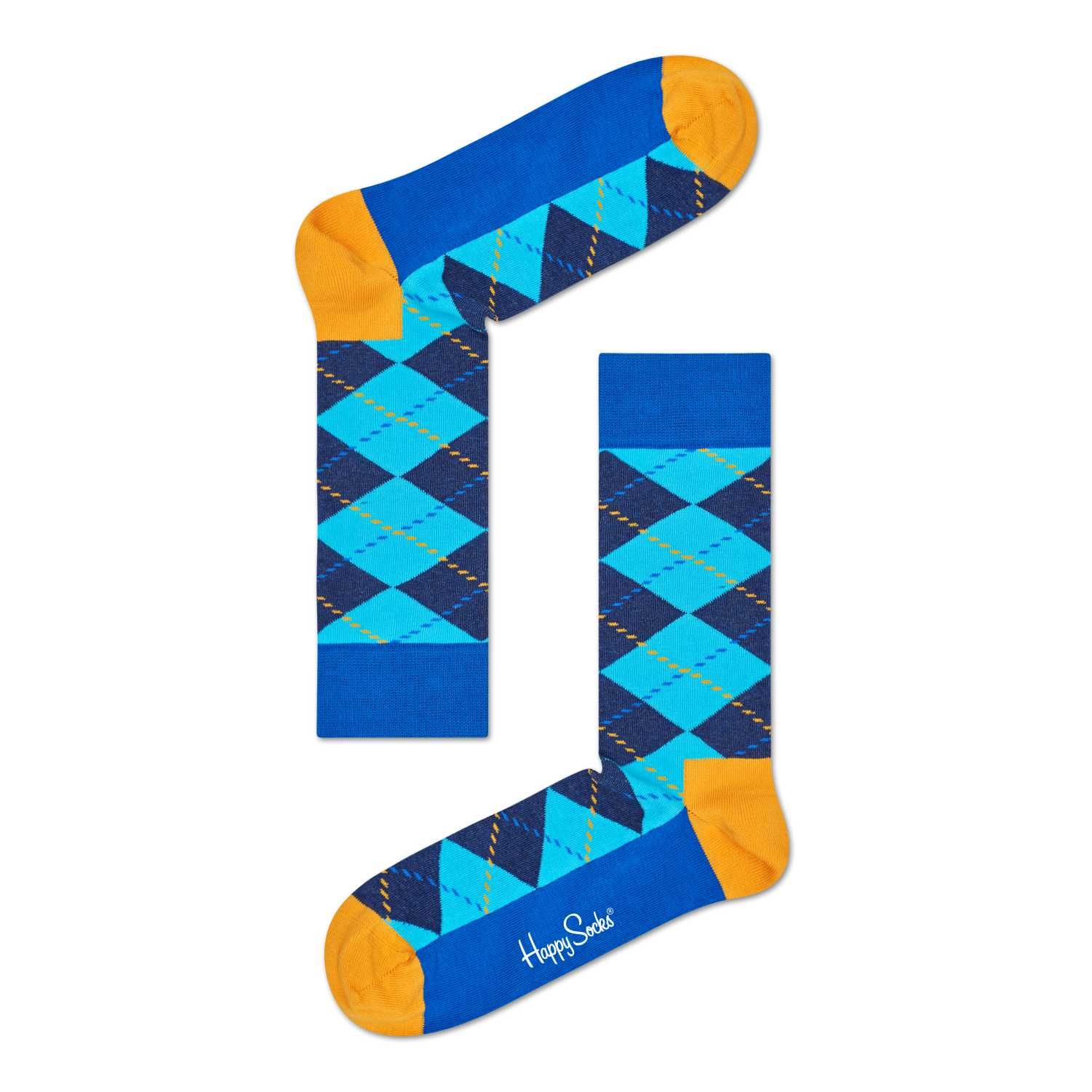 Happy Socks Argyle Sokken, Blauw/Geel