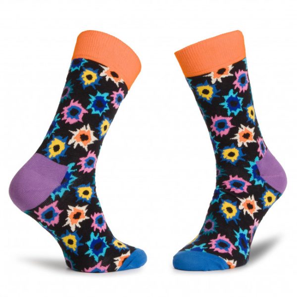 Happy Socks Bang Bang Sokken, Zwart/Oranje/Paars