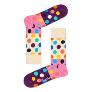 Happy Socks Big Dot Block Sokken, Wit/Roze/Paars