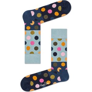 Happy Socks Big Dot Block Sokken, Donkerblauw/Oranje