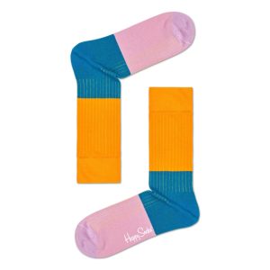 Happy Socks Block Rib Sokken, Oranje/Blauwgroen