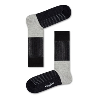 Happy Socks Block Rib Sokken, Zwart/Grijs