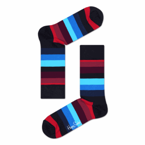 Happy Socks Stripe Sokken - Zwart/Blauw/Rood