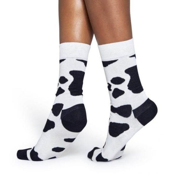 Happy Socks Cow Sokken, Wit/Zwart